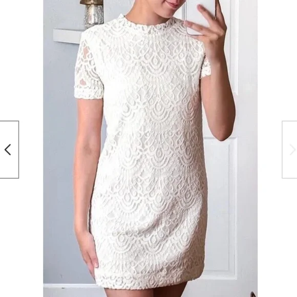 chinese dress ladies Lace Off-The-Shoulder Mini Dress in White